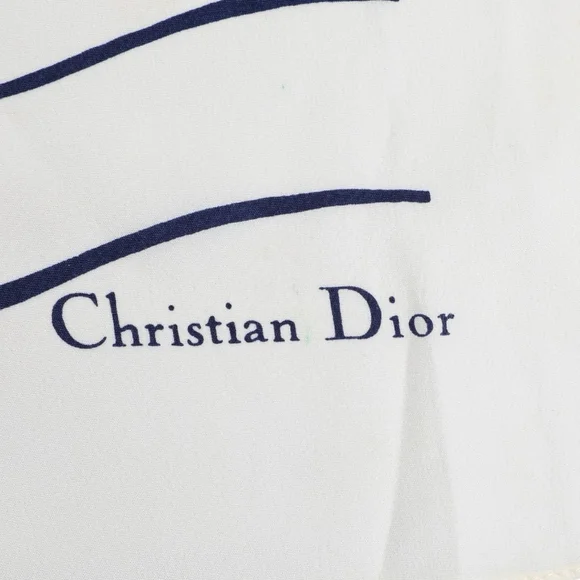 Christian Dior Vintage Striped Rose Silk Scarf Size 21” White Blue Red - Picture 7 of 9